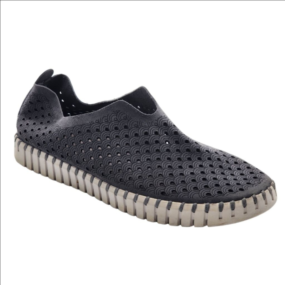 Women's Ilse Jacobsen Tulip Gray Perforated Slip-On Flats Size 41 10